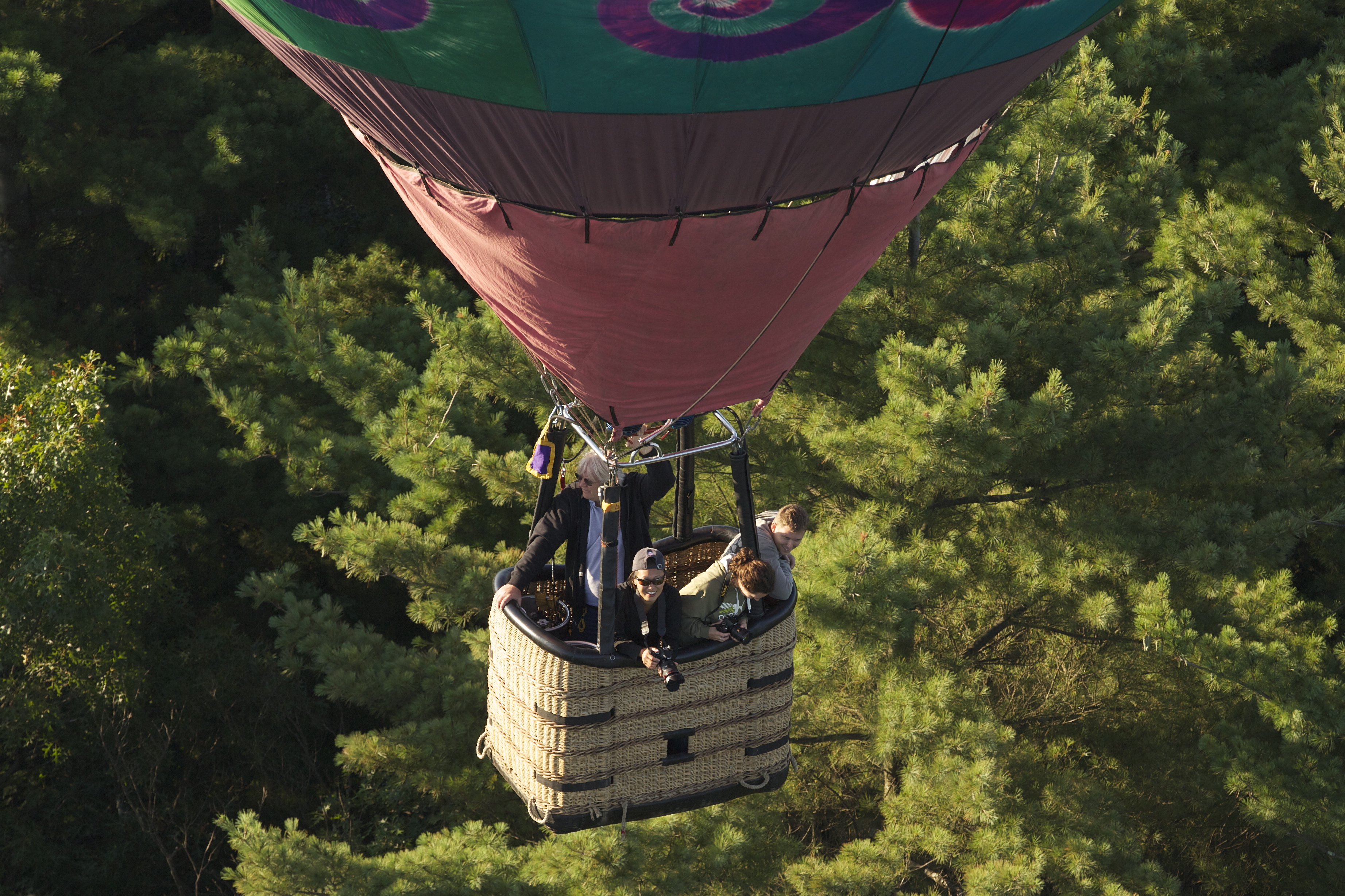 View from balloon flying over over Acton, MA